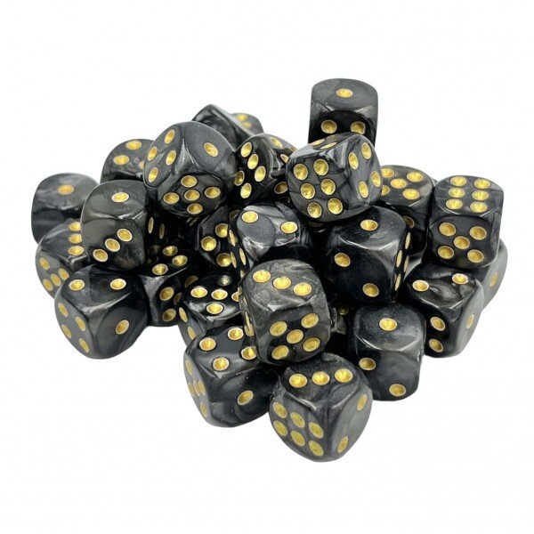 Würfelset D6 Pearl: Black/Gold (36)