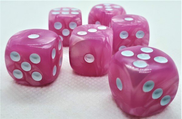 Würfelset D6 Pearl: Pink/White (12)
