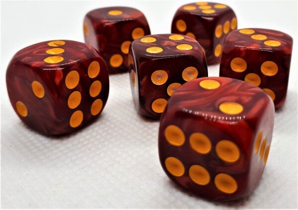 Würfelset D6 Pearl: Red/Gold (12)