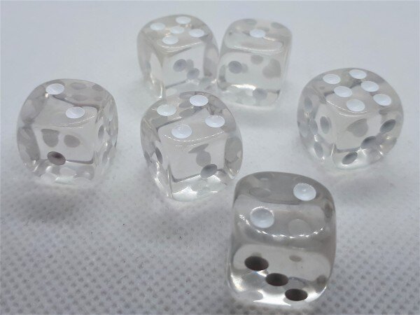 Würfelset D6 Transparent: Crystal (12)