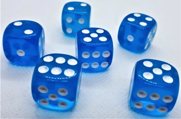 Würfelset D6 Transparent: Light Blue (12)