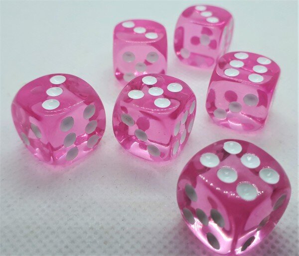 Würfelset D6 Transparent: Pink (12)