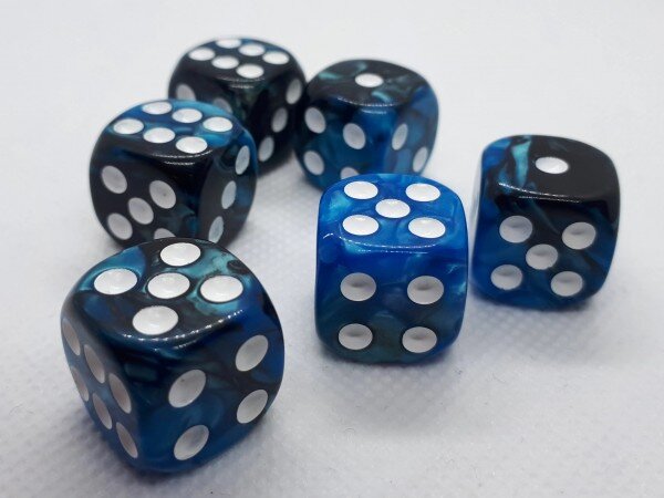 Würfelset D6 Two Toned: Blue/Black+White (12)