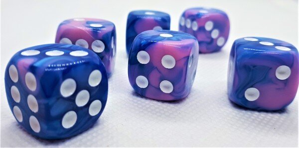 Würfelset D6 Two Toned: Blue/Pink+White (12)