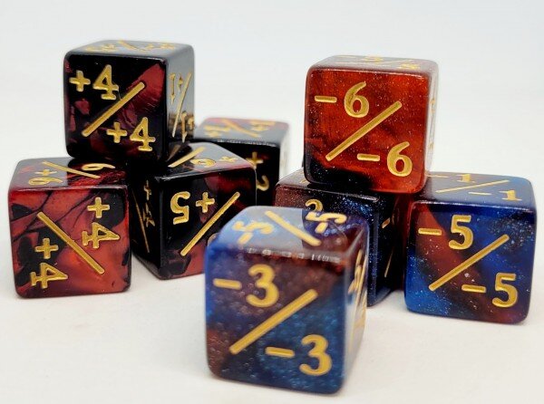 Würfelset D6: Counterdice +/- Mix Powder (12)