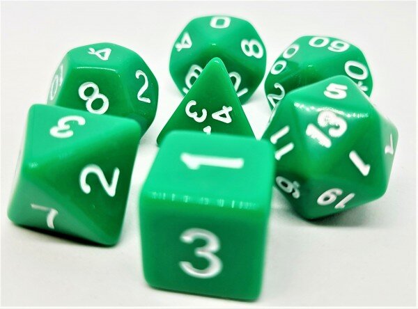Würfelset Opaque: Green/White  (7)