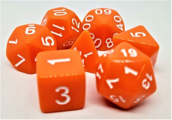 Würfelset Opaque: Orange/White  (7)