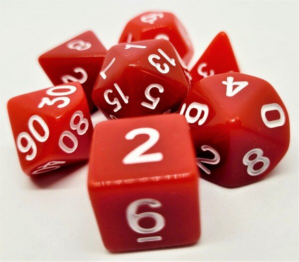 Würfelset Opaque: Red/White  (7)