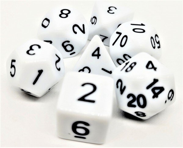 Würfelset Opaque: White/Black  (7)