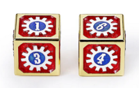 17mm Cogcraft Fidget 2D6 Set Casino Red Blue Silver and Gold