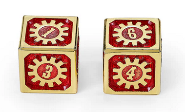 17mm Cogcraft Fidget 2D6 Set Emberforge Red and Gold