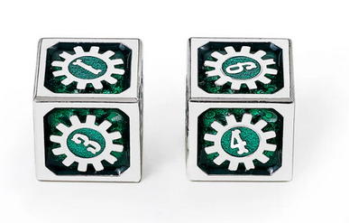 17mm Cogcraft Fidget 2D6 Set Time Machine Green and Silver