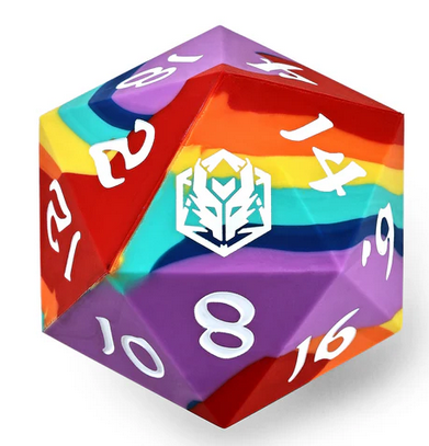 55mm Chonk Rubber Silicon D20 Rainbow Realms