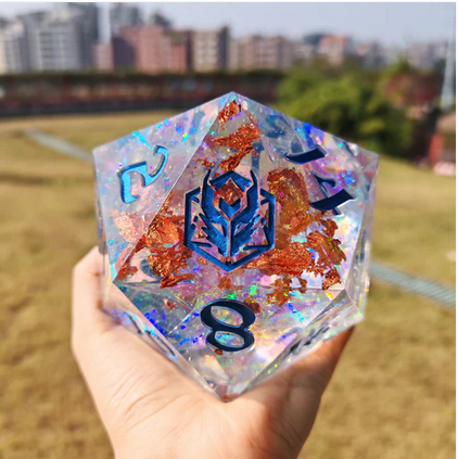 Captured Magic 100mm Chonk D20 Opal w/Blue lnk