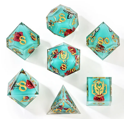 Captured Magic Sharp Edge Resin Dice Set Meadow Magic (7)