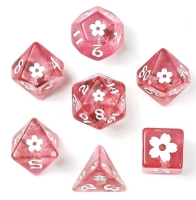 Round Edge Sakura Blossom Resin Polyhedral Dice Set White...