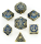 Solid Metal Cogcraft Polyhedral Dice Set Vault Dweller Blue and Gold (7)