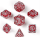 Solid Metal Cogcraft Polyhedral Dice Set Vernmillion Red and Silver (7)