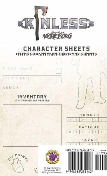 Mörk Borg RPG: Kinless Character Sheets (EN)