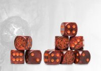 Conquest: Dweghom - Logo on Red Marbled Dice (24)