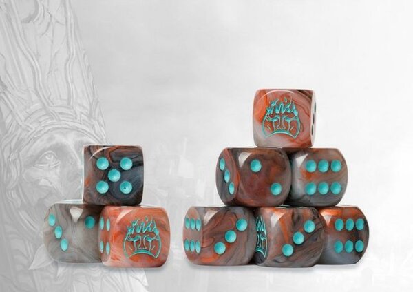 Conquest: Old Dominion - Logo on Brown Marbled Dice (24)