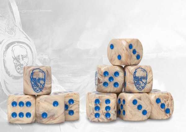 Conquest: Spires - Logo on Bone Marbled Dice (24)