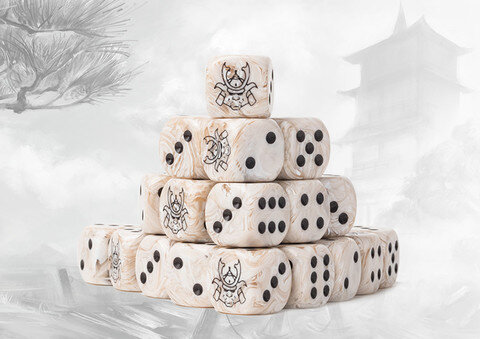 Conquest: Yoroni - Logo on Parchment Marbled Dice (24)