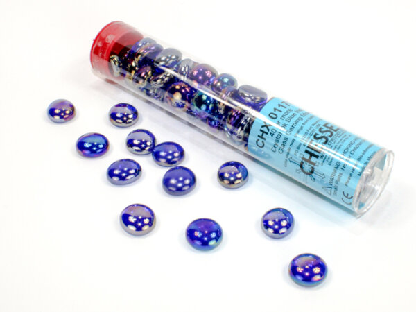 Chessex Crystal Dark Blue Iridized Gaming Stones (40+)