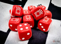 Chessex 16mm WWII Dice Japan Opaque Red/White (12)