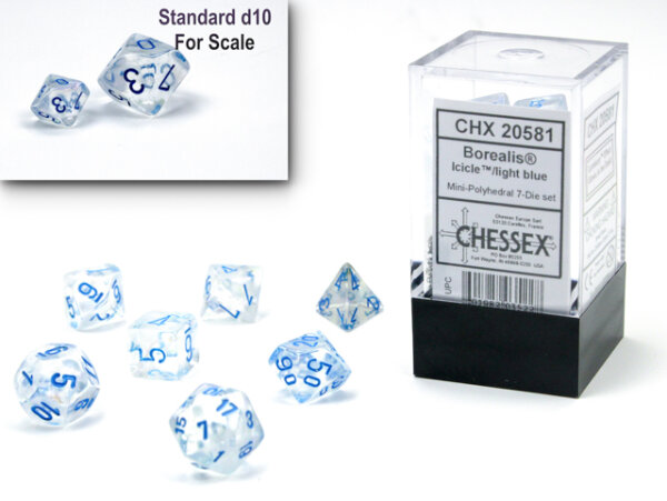 Chessex Borealis Mini-Polyhedral Icicle/Light Blue Luminary 7-Die Set