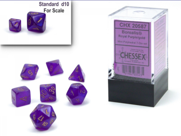 Chessex Borealis Mini-Polyhedral Royal Purple/Gold Luminary 7-Die Set