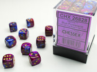 Chessex Dice Sets Blue-Purple/Gold Gemini 12mm d6 (36)