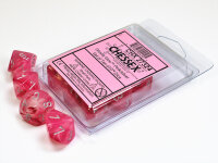 Chessex Dice Sets Ghostly Glow Pink/Silver d10 Set (10)
