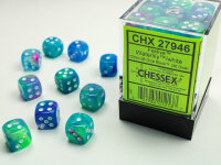 Chessex Festive 12mm d6 Waterlily/white Dice Block
