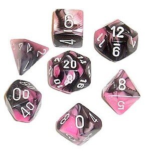 Chessex Gemini Mini-Polyhedral Black-Pink/white 7-Die Set