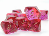 Chessex Gemini Translucent Red-Violet/gold Set of 10 d10s