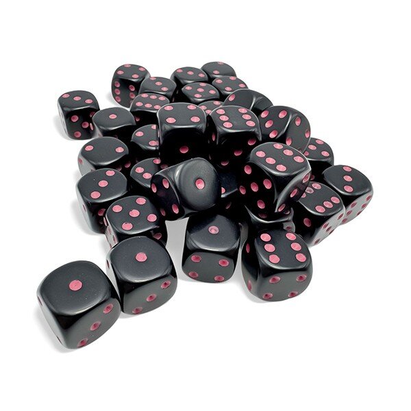 Chessex Opaque 12mm d6 Black/pink Dice Block (36)