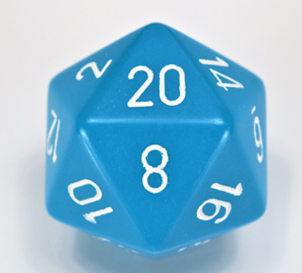 Chessex Opaque 34mm d20 Light Blue/white