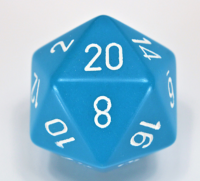Chessex Opaque 34mm d20 Light Blue/white