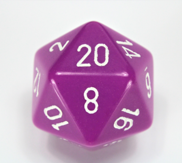 Chessex Opaque 34mm d20 Light Purple/white