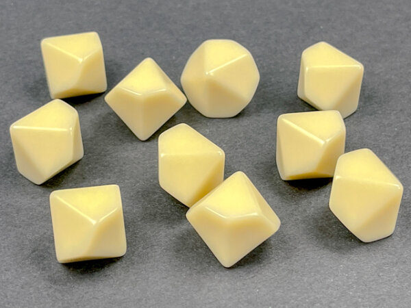 Chessex Opaque Polyhedral Ivory Bag of 10 Blank 10-sided dice