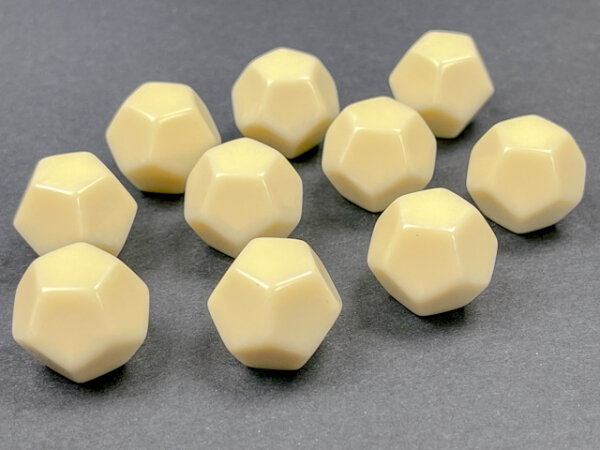 Chessex Opaque Polyhedral Ivory Bag of 12 Blank 12-sided dice