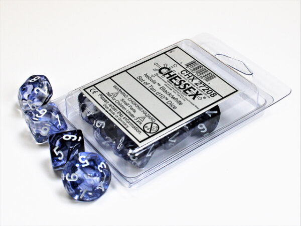 Chessex Signature Ten d10 Nebula Black w/white