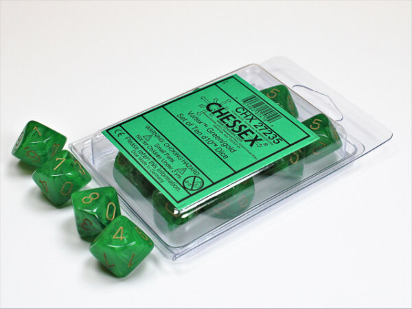 Chessex Signature Ten d10 Vortex Green w/gold