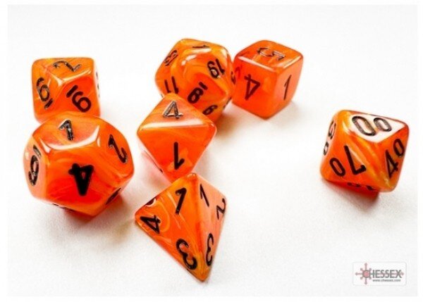 Chessex Vortex Mini-Polyhedral Orange/black 7-Die Set