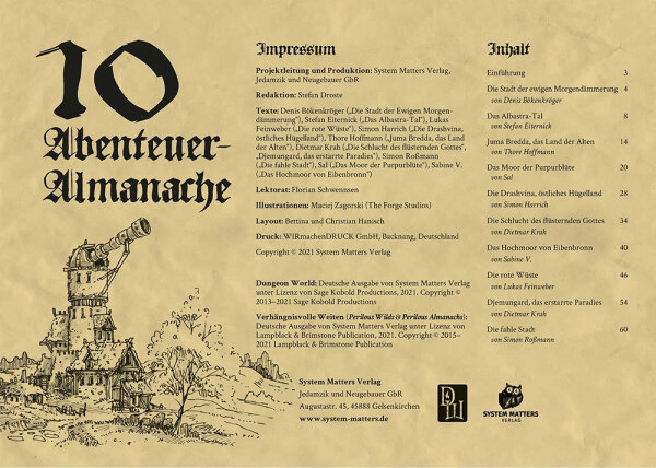 Dungeon World: 10 Abenteuer Almanache (DE)