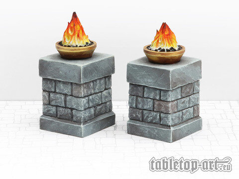 Fire Bowls On Pillars - Set 1 (2)