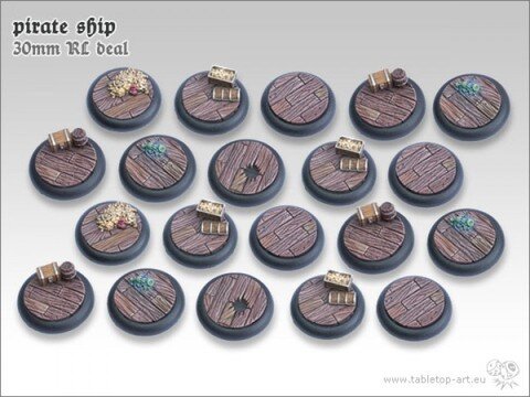 Pirate Ship Bases - 30mm Round Lip DEAL (20)