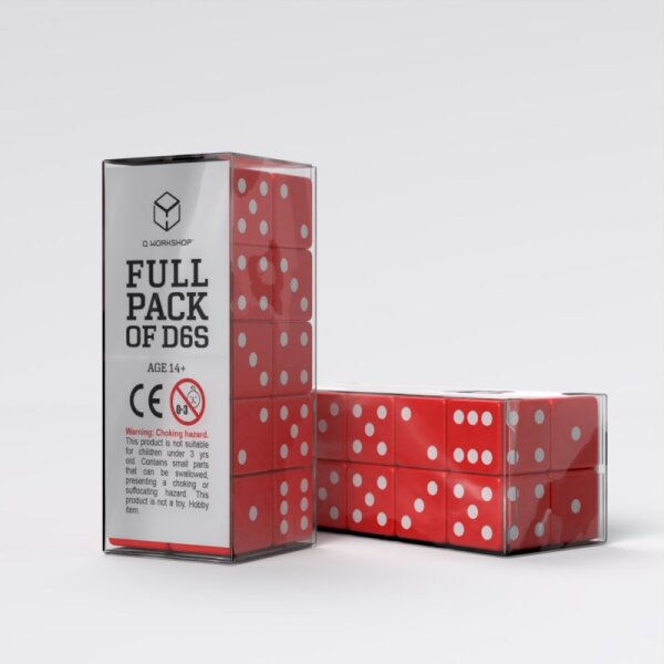 Full Pack of D6s Red & White (20)