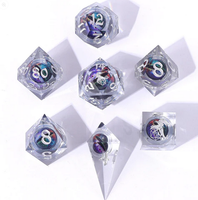 Always Watching Dragons Eye Sharp Edge Resin Dice Set Chromatic (7)